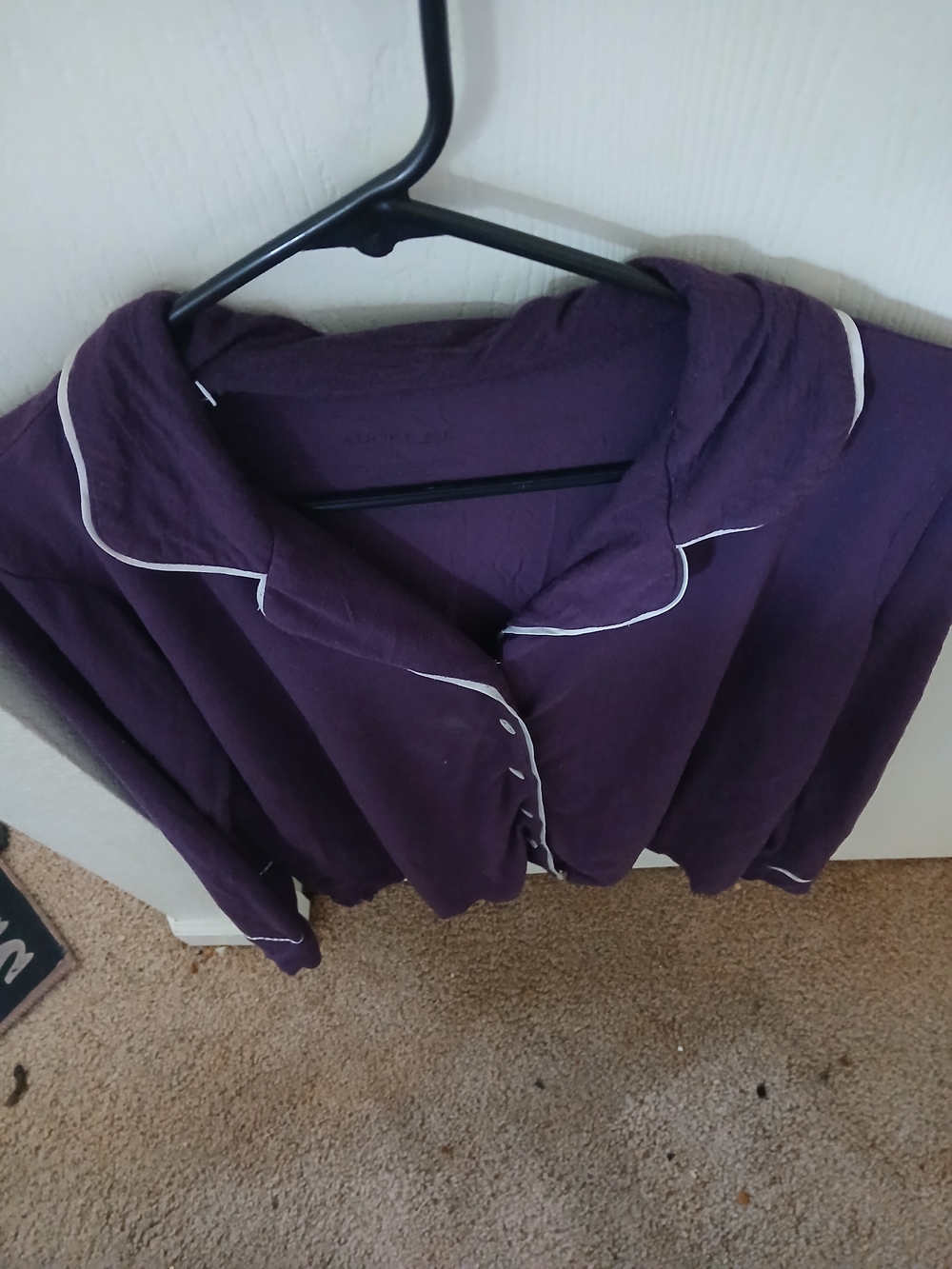 Purple Women's Button-Up Top with White Piping Pjs